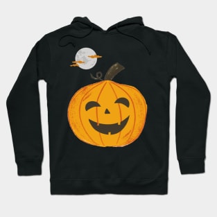 Halloween Carved Pumpkin Under The Moon (Black) Hoodie